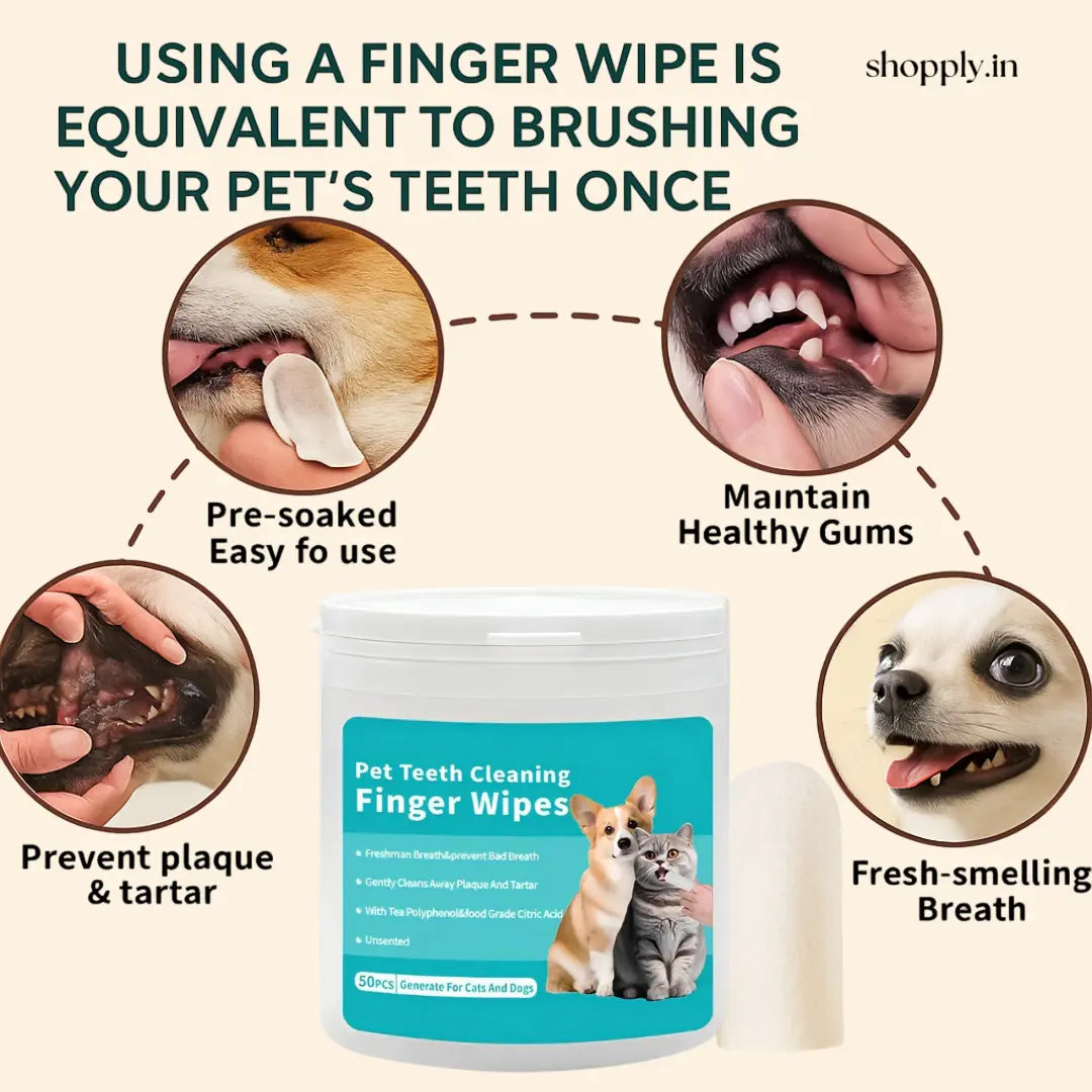 Shopply® Pet Dental Finger Wipes (50 pcs)
